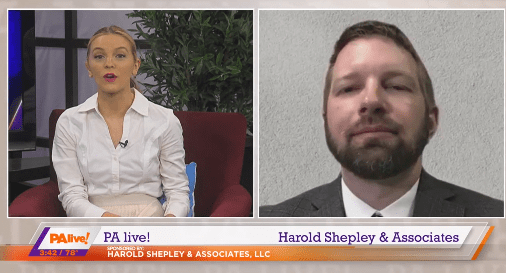 PA Live! Harold Shepley & Associates with two people talking and smiling at each other